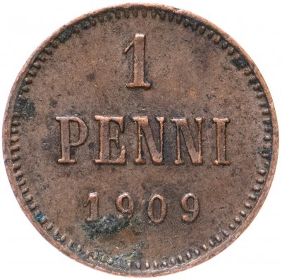 купить 1 пенни (penni) 1909, монета для Финляндии