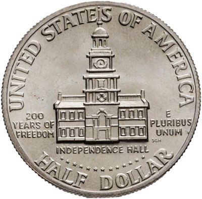 купить США 50 центов (1/2 доллара, half dollar) 1976 200 лет независимости США знак монетного двора "S" - Сан-Франциско