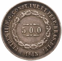 купить Бразилия 500 рейс (reis) 1865