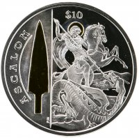 купить Британские Виргинские Острова 10 долларов 2013 "Легендарное оружие - Копье Аскалон", в футляре с сертификатом