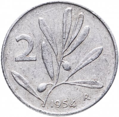 купить Италия 2 лиры 1954-1957, случайный год