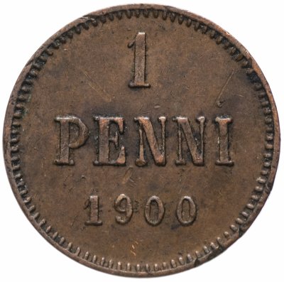 купить 1 пенни (penni) 1900 монета для Финляндии