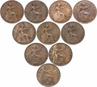 купить Набор из 10 монет 1 пенни 1911-1927