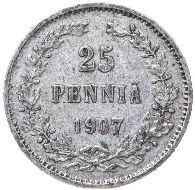 купить 25 пенни 1907 L, монета для Финляндии
