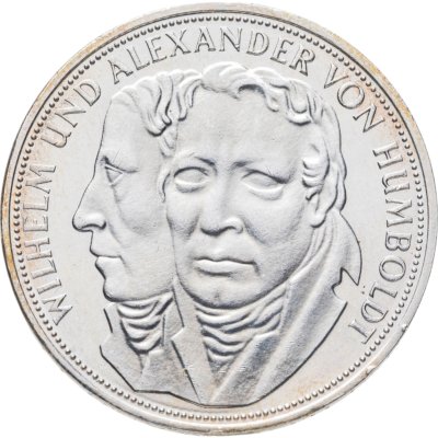 купить Германия 5 марок (deutsche mark) 1967 200 лет со дня рождения Вильгельма и Александра фон Гумбольдтов