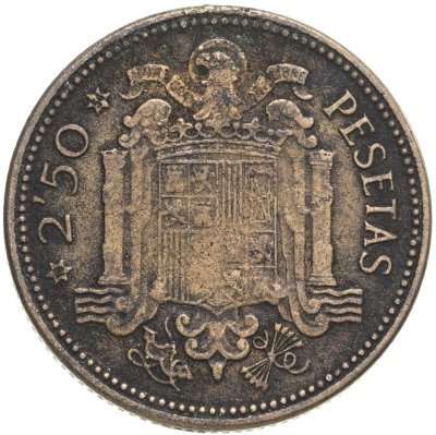 купить Испания 2,5 песеты (pesetas) 1953, 54 внутри звезды
