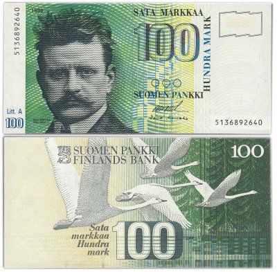 купить Финляндия 100 марок 1986 (Pick 115) Литера А