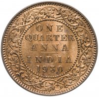 купить Британская Индия 1/4 анны (anna) 1930 •