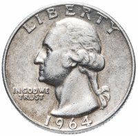 Купить США 25 центов 1932-1964, серебро 6.25 гр. 900 пробы