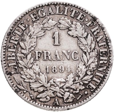 купить Франция 1 франк (franc) 1887-1895