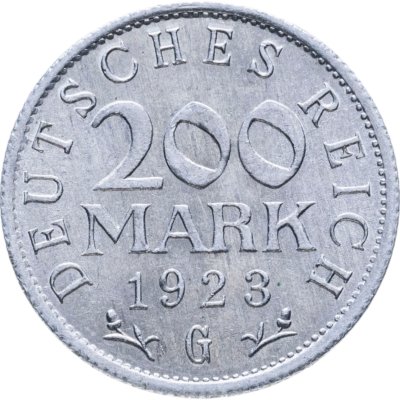 купить Германия 200 марок 1923 G знак монетного двора "G" — Карлсруэ