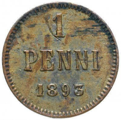 купить 1 пенни (penni) 1893, монета для Финляндии