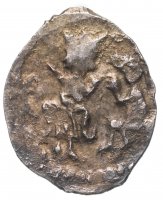 купить Денга Независимого Новгород (1420-1478) Сцена оммажа, князь с мечом сидит