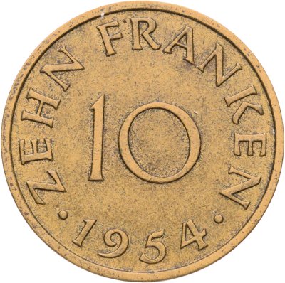 купить Саар 10 франков (francs) 1954