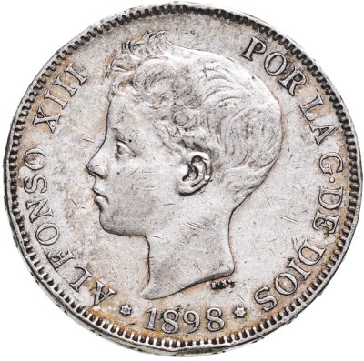 купить Испания 5 песет (pesetas) 1896-1898