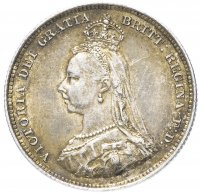 Купить Великобритания 6 пенсов (pence) 1887 Герб на реверсе