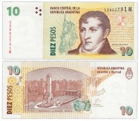 купить Аргентина 10 песо 2013-2014 (Pick 354a(5)