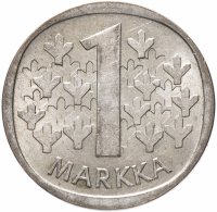 Купить Финляндия 1 марка 1964-1968, серебро 350 пробы, случайный год