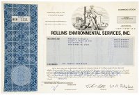 купить Акция США ROLLINS ENVIRONMENTAL SERVICES, INC.,1982-1992 гг.