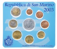 купить Сан-Марино годовой набор евро 2003 (8 монет в буклете + серебряные 5 евро "Три грации")
