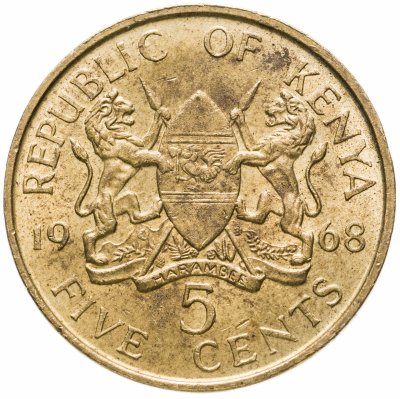 купить Кения 5 центов (cents) 1968