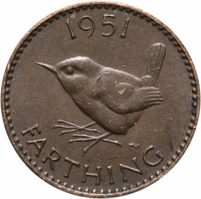 купить Великобритания 1 фартинг (farthing) 1949-1952 Георг VI без надписи IND IMP, случайная дата