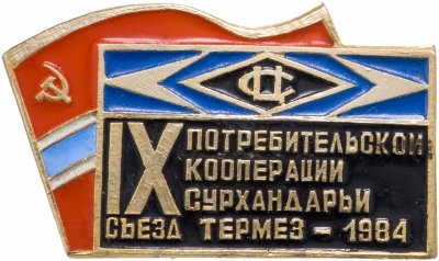 купить Значок Областной Съезд Потребительской Кооперации Сурхандарьи Термез Узбекистан 1984 (Разновидность случайная )