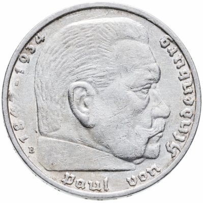 купить Германия Третий Рейх 5 рейхсмарок (reichsmark) 1936 Гинденбург, без свастики