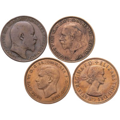 купить Великобритания набор 4 монет 1 пенни (penny) 1908, 1929, 1938, 1963