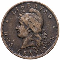 Купить Аргентина 2 сентаво (centavos) 1891