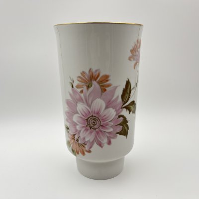 купить Ваза цилиндрической формы "Астры", фарфор, деколь, золочение, Дулевский фарфоровый завод (Дулёво), СССР, 1968-1991 гг.