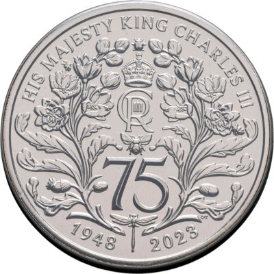 купить Великобритания 5 фунтов (pounds) 2023 "75 лет со дня рождения Его Величества Короля Карла III" в буклете