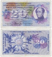 купить Швейцария 20 франков 1970 (Pick 46r(3))