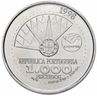 Купить Португалия 1000 эскудо (escudos) 1998 "Международный год океанов на Экспо'98"