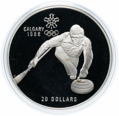 купить Канада 20 долларов (dollars) 1987 "XV зимние Олимпийские Игры, Калгари 1988 - Кёрлинг"
