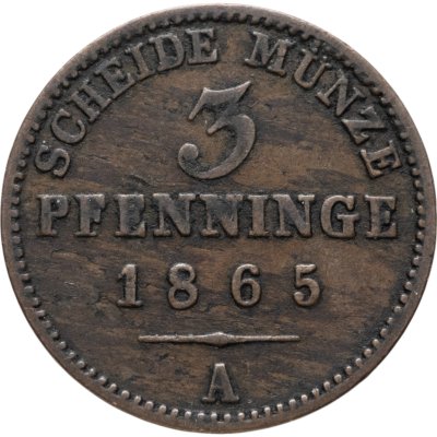 купить Германия Пруссия 3 пфеннига 1865