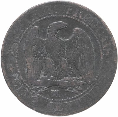 купить Франция 5 сантимов (centimes) 1854 BB знак монетного двора: "MA" - Марсель