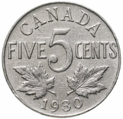 купить Канада 5 центов (cents) 1930