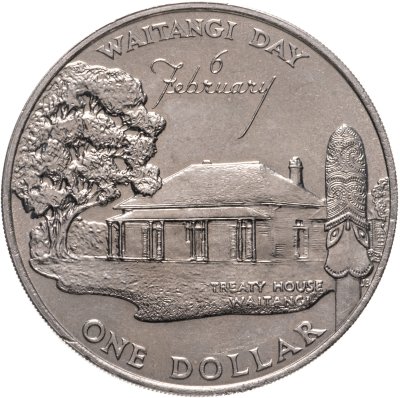 купить Новая Зеландия 1 доллар (dollar) 1977 "25 лет правления Королевы Елизаветы II и День Вайтанги"