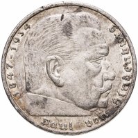 купить Германия 5 рейхсмарок (reichsmark) 1936 Гинденбург Третий рейх, без свастики
