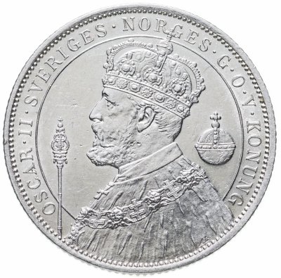 купить Швеция 2 кроны (kronor) 1897 25 лет вступлению на престол Короля Оскара II (серебряный юбилей)