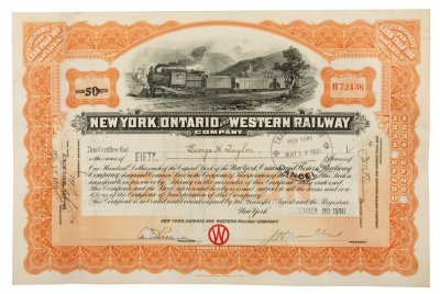 купить Акция США NEW YORK, ONTARIO and WESTERN RAILWAY company, 1930- 1931 гг.