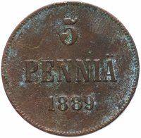 Купить 5 пенни 1889, для Финляндии