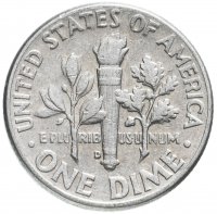 Купить США 10 центов (дайм, one dime) 1962 D Рузвельт (Silver Roosevelt Dime)