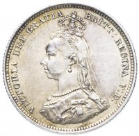 Купить Великобритания 6 пенсов (pence) 1887 Герб на реверсе