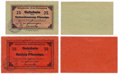 купить Германия (Силезия: Бильшовец) набор из 2-х нотгельдов 1917