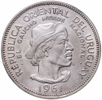 Купить Уругвай 10 песо 1961 "150 лет Революции против Испании"