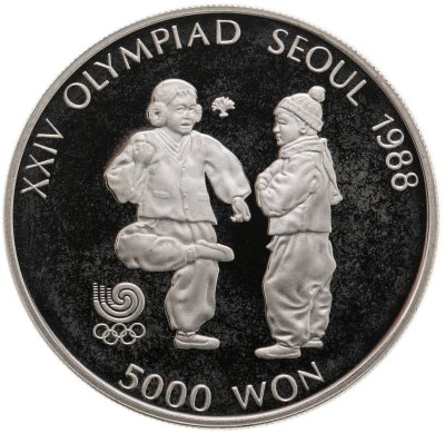 купить Южная Корея 5000 вон (won) 1987 "XXIV летние Олимпийские Игры, Сеул 1988 - Чеги Чаги"