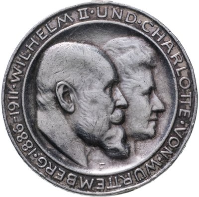 купить Германия, Вюртемберг 3 марки 1911 "25-летие свадьбы Вильгельма II и Шарлотты"