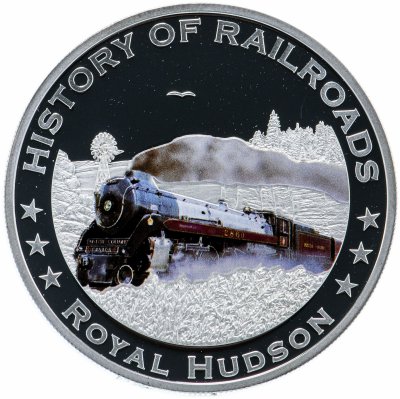 купить Либерия 5 долларов 2011 "История железных дорог - поезд Royal Hudson", в футляре с сертификатом